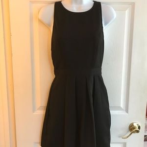 Tobi Black Pleated Skater Dress